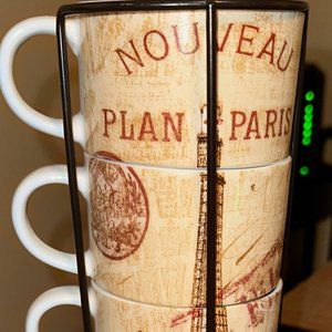 Glass paris coffee cups in holder - Pier 1 Imports